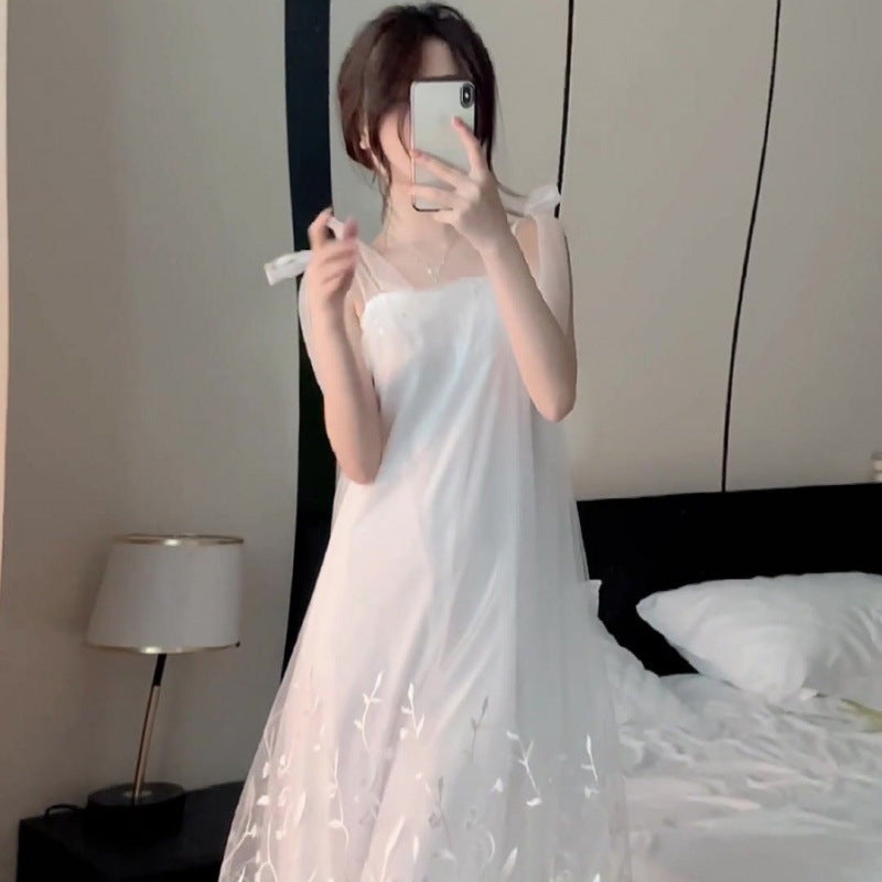 Streamer French Wedding Morning Gowns Female Bride High-End Sense Niche White Light Yarn Wedding Pajamas Morning Shot Dress