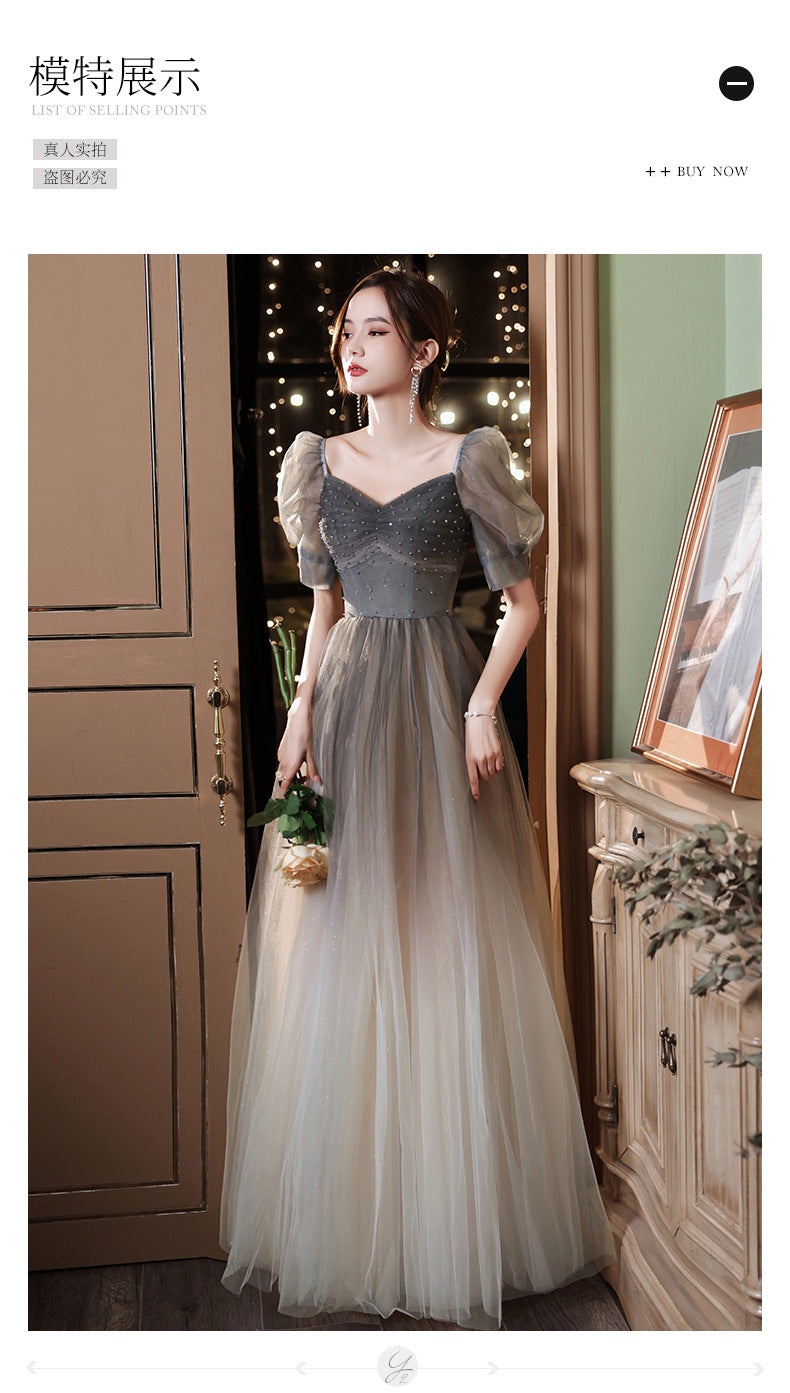 French Evening Dress for Women Light Luxury Minority High-End Banquet Elegant Art Exam High Sense Adult Formal Dress Dress Summer