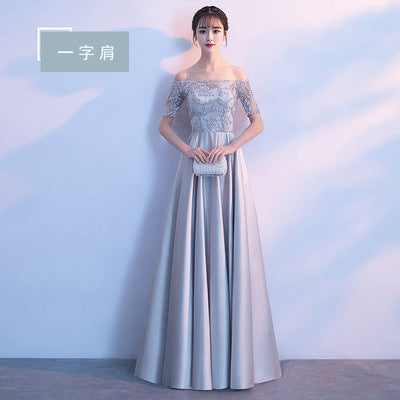 Long Bridesmaid Dress 2024 New Spring and Summer Korean Style Slim Fit Slimming Sisters Group Dress Performance Graduation Dress for Women