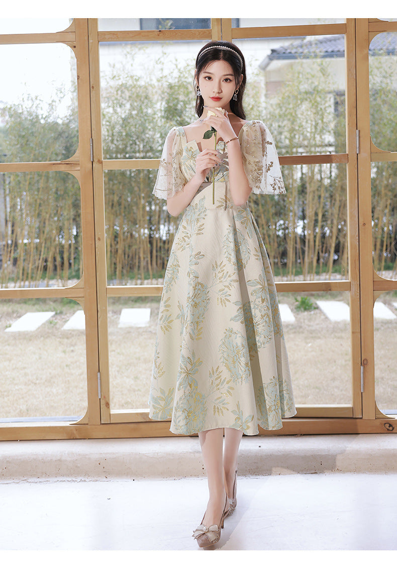 Daily Wearable French Suit 2024 New Summer Floral Bridesmaid Dress Dress Small Banquet Evening Dress