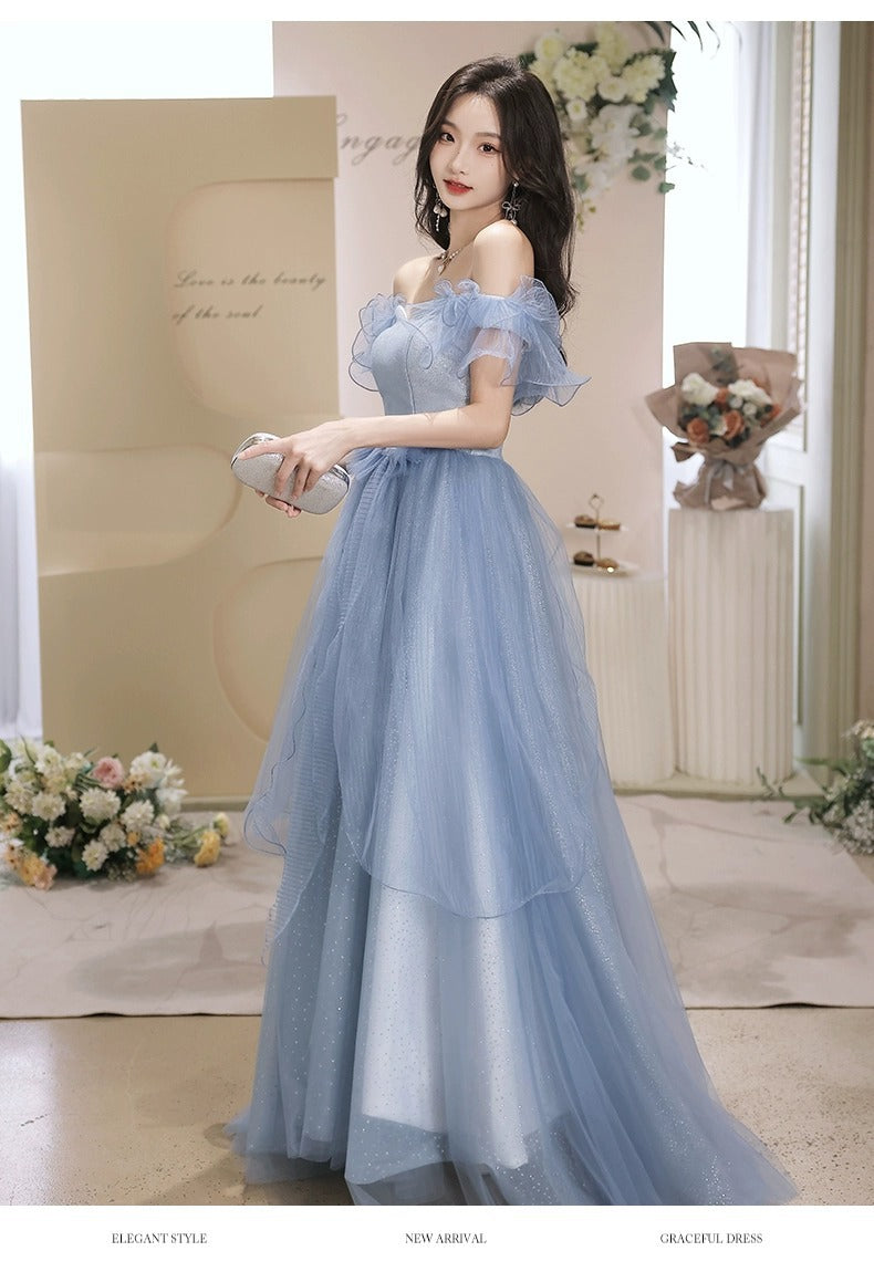 Blue Evening Dress for Women 2024 New High-Grade Fairy Graduation Host Art Exam High-End Affordable Luxury Niche French Style