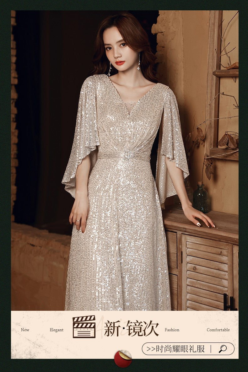 Banquet Evening Dress 2023 New Spring Elegant Golden Socialite Dress Long Host Annual Meeting Dinner Dress