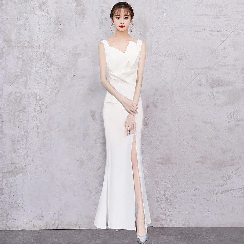 Banquet Evening Dress Female 2023 New Style White Fairy Student Dress Daily Style Temperament Dress Slimming