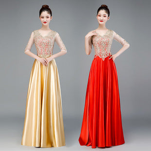 off-Shoulder French Evening Dress 2024 Spring New Banquet FARCENT Mori Style Western Style Host Banquet Evening Dress