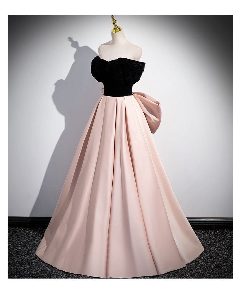Evening Dress High-End Affordable Luxury Niche French Style High Sense Pink Banquet Annual Meeting Host Solo Vocal Music Art Test