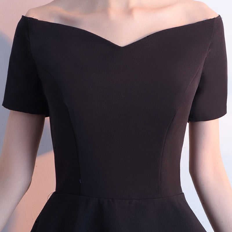 Banquet Evening Dress for Women, Short New Style, Slimming Elegant Princess Off-Shoulder Korean Version Bodycon Dress
