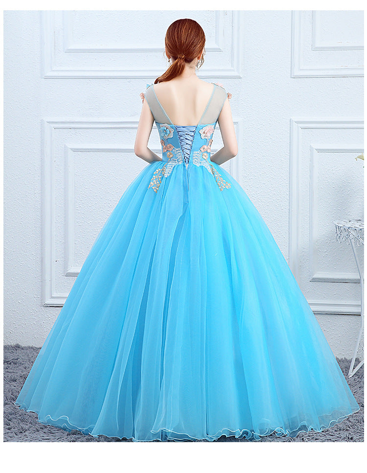 Solo Performance Costume Pettiskirt Female Host Art Exam Dress 2024 New Evening Dress Long Studio Colored Mesh