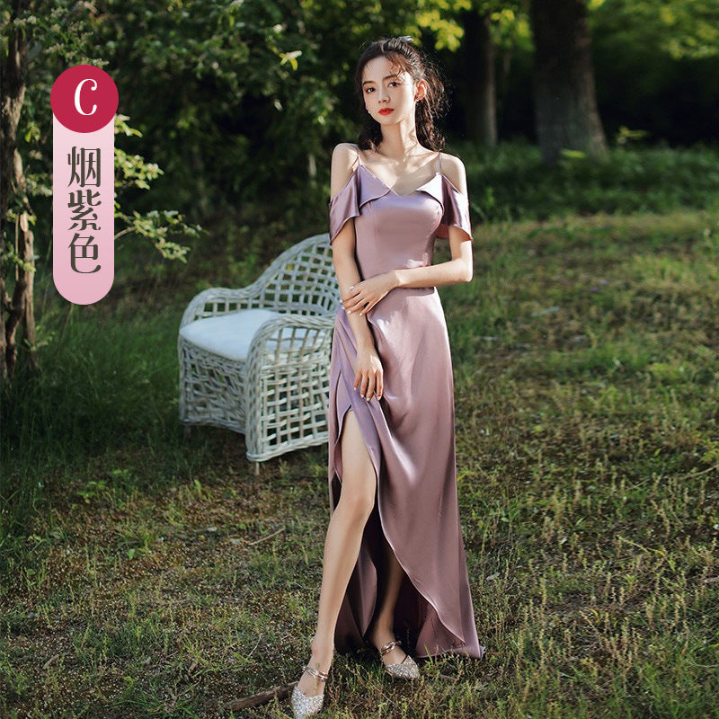 Bridesmaid Dress Girlfriends Group2023Summer New Satin Long Bridesmaid Dress for Sisters Graceful Mori Ladies Banquet