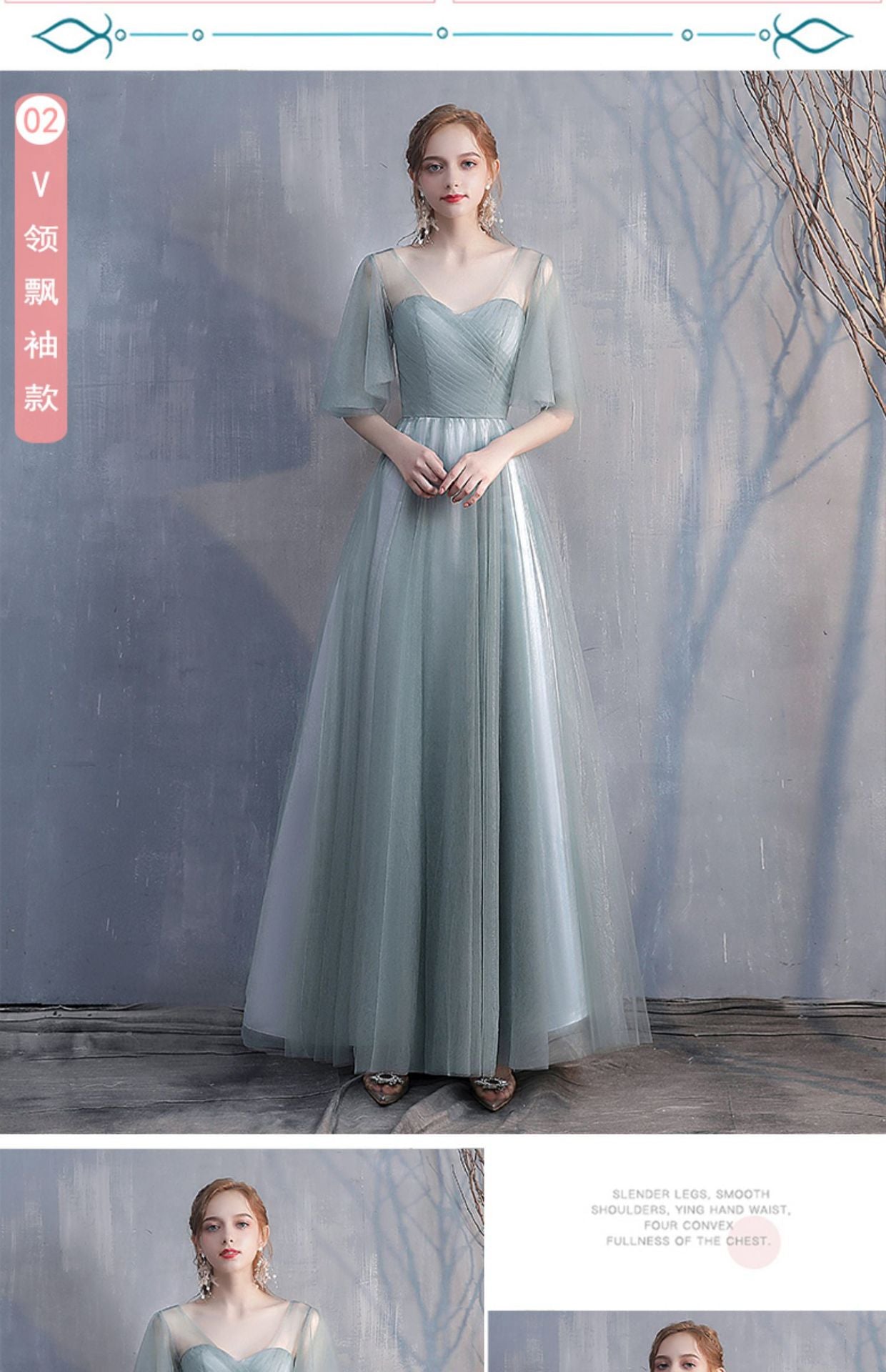 Bridesmaid Dress 2024 New Spring Mori Fairy Bridesmaid Ladybro Dress Dress Long Slim-Fit Banquet Evening Dress for Women