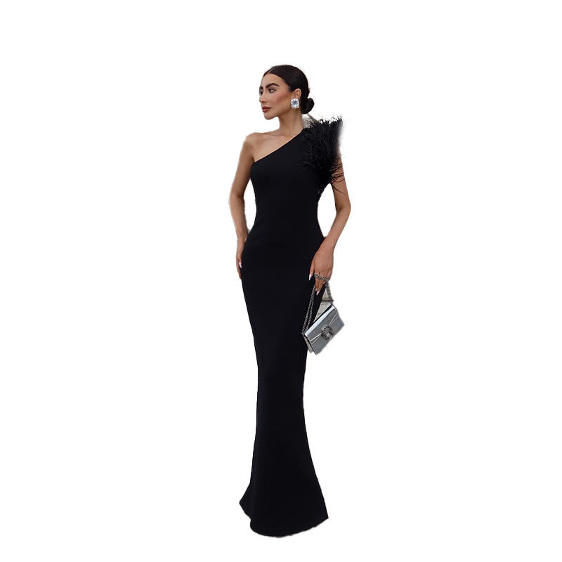 Evening dress prom dresses gala dinner party ball gwn Women's Shoulder H2293