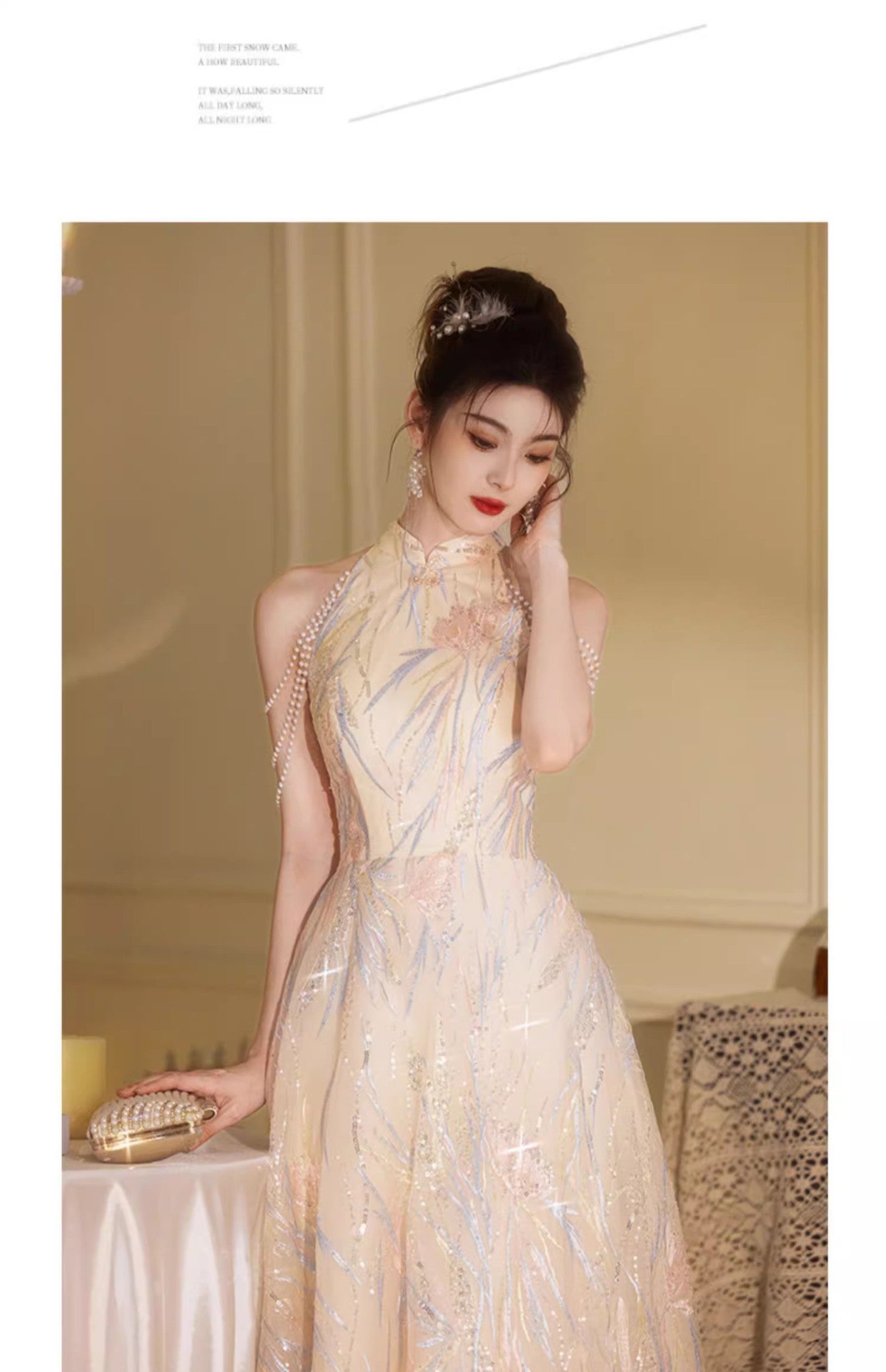 New Chinese Style High-End Light Luxury Engagement Evening Dress Women's 2024 New High-End Toast Dress Bride Temperament Long