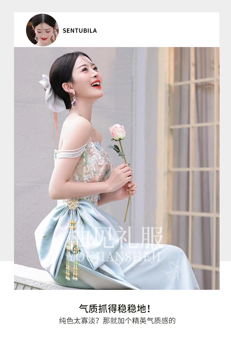 New Chinese Style Morning Gowns Women's 2024 New High-Grade Wedding Toast Clothing Light Luxury Minority Bride Engagement Formal Dress Summer