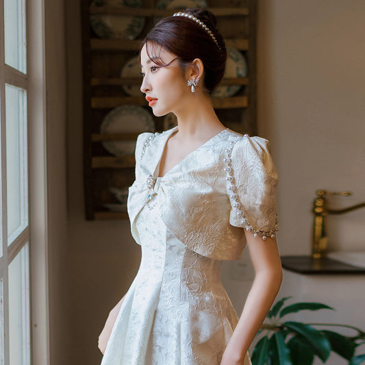 Small Dress Daily Style French Entry Lux High-End Registration Bride Toast Clothing Engagement Dress Female Daily