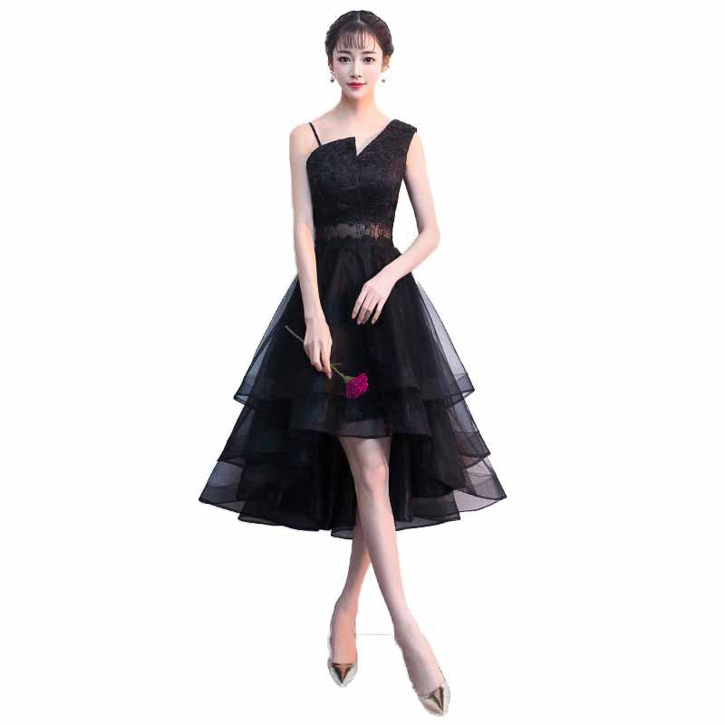 Black Banquet Evening Dress for Women 2024 New Autumn Slimming Elegant Lady Student Short Dress Western Style