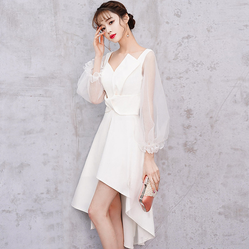 Banquet Evening Dress Female 2023 New Style White Fairy Student Dress Daily Style Temperament Dress Slimming