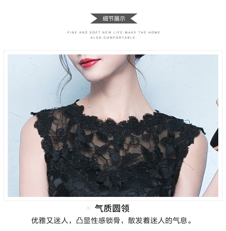 Evening Dress for Women 2024 New Short Front and Long Back Banquet Dress Party Show Thin Black Tuxedo Dress Short