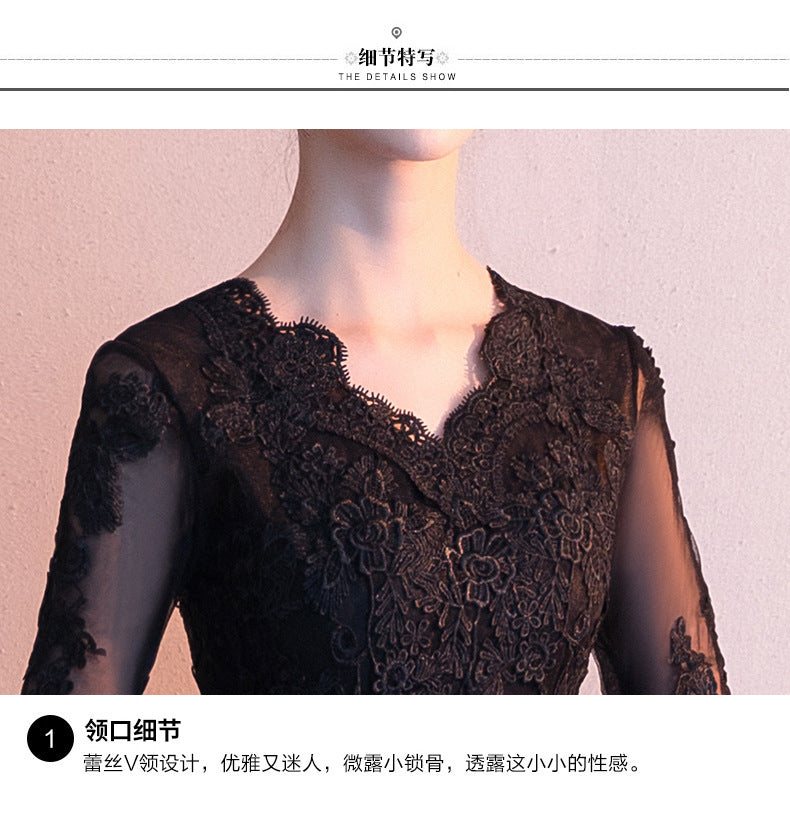 Evening Dress for Women 2024 Summer New Banquet Elegant Long Dress Show Thin Black Socialite Annual Meeting Dress
