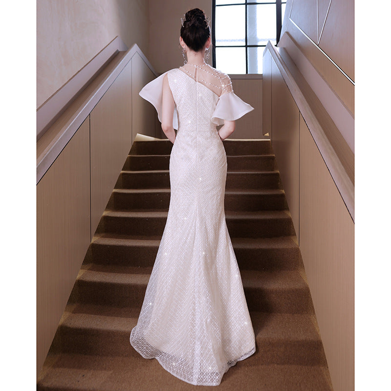 Evening Dress for Women Light Luxury Minority High-End High-Grade Host French Fishtail Heavy Industry Party Elegant