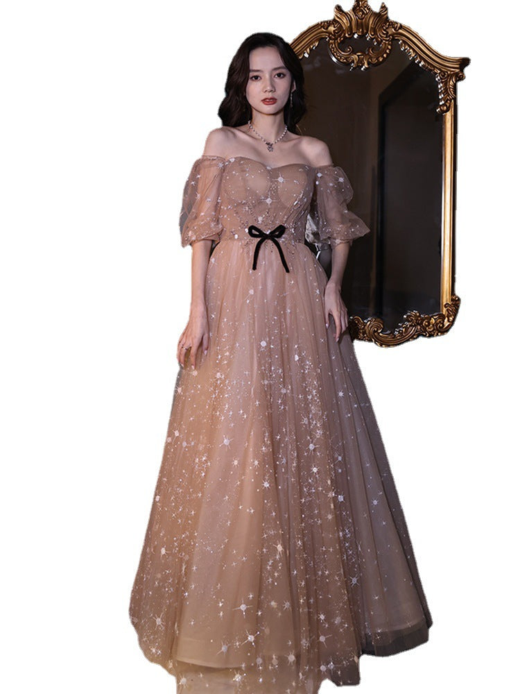 Banquet Evening Dress for Women 2024 New Elegant Socialite Fairy Host Long Dress Dignified Elegant Dress