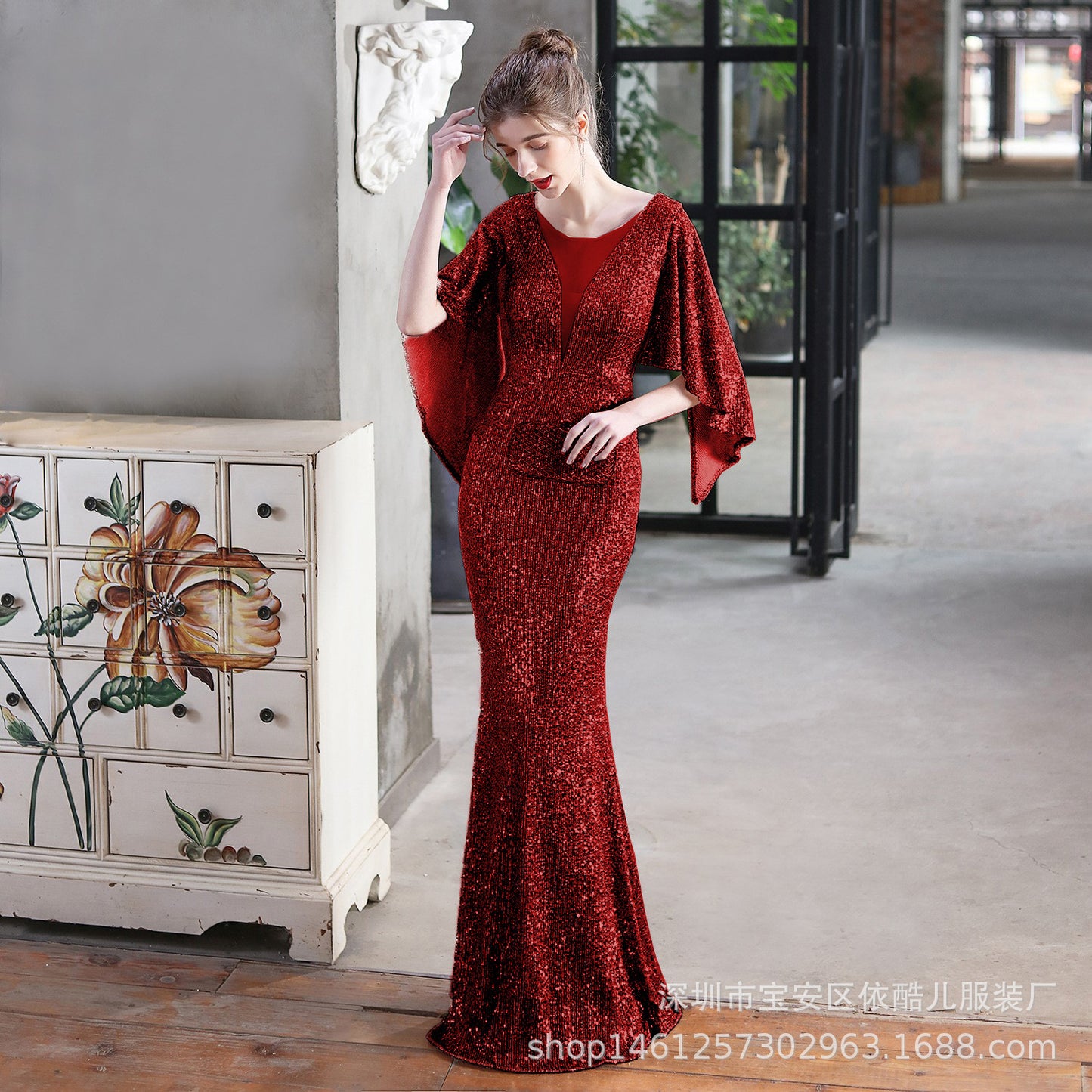 Shiny Evening Dress for Women Banquet Temperament High-End Affordable Luxury Niche High-Grade Sequined French Annual Meeting Host