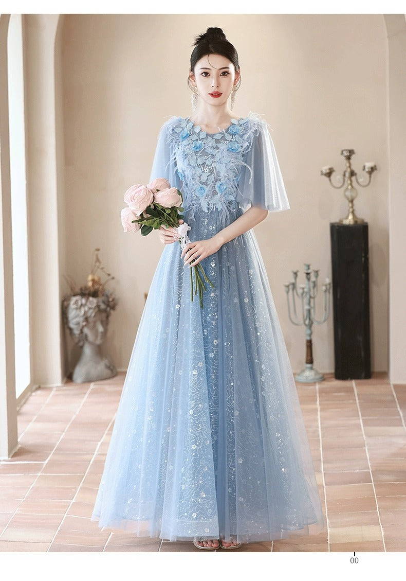 Blue Evening Dress High-End Affordable Luxury Niche Fairy 2024 New High Sense Dinner French Host Long