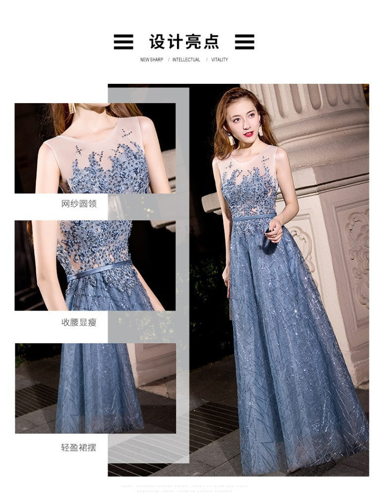 Elegant Evening Dress Women's 2024 Autumn New Annual Meeting Dignified Generous Long Slimming Host Banquet Evening Dress