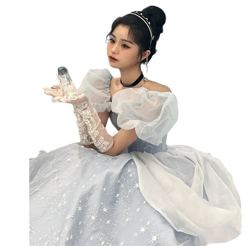 Evening Dress Women's, Blue Fairy High Sense Niche Princess Adult Ceremony Light Luxury Temperament Ladies Banquet Dress