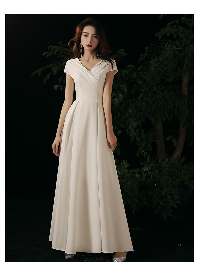 White Elegant Socialite Little Evening Dress Dress Female Registration Certificate Daily Style Birthday Banquet French Dress