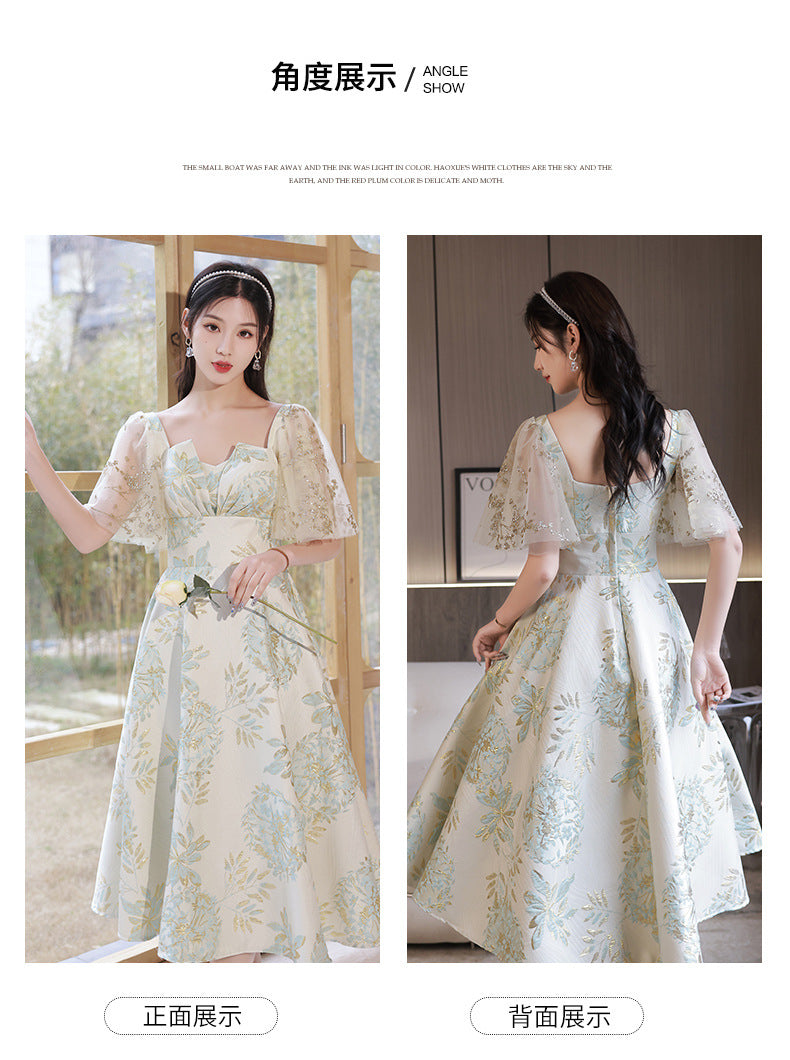 Daily Wearable French Suit 2024 New Summer Floral Bridesmaid Dress Dress Small Banquet Evening Dress