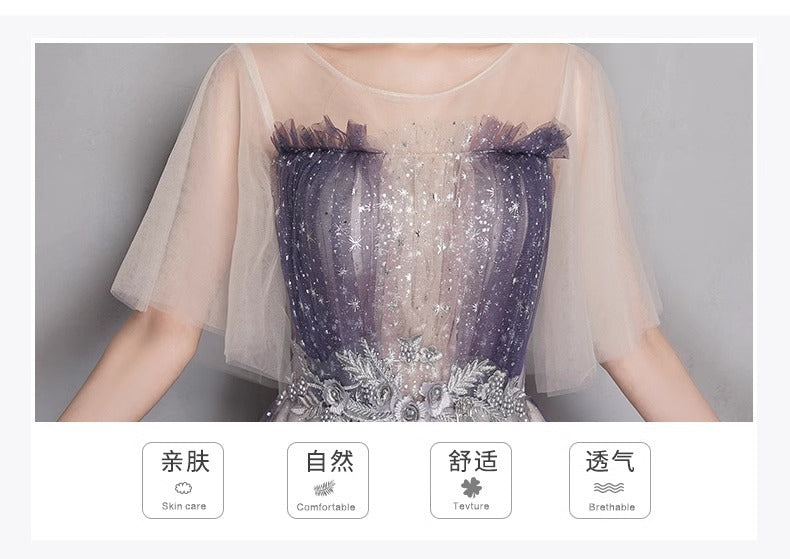 Starry Sky Dress Women's Light Luxury Minority High-End High-Grade Student Host Performance Banquet Adult Flash 2024 Banquet