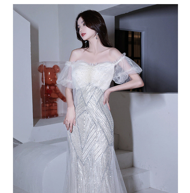 French Evening Dress Women's Banquet 2024 Fairy High-End Affordable Luxury Niche Dinner High-End High Sense Host Adult