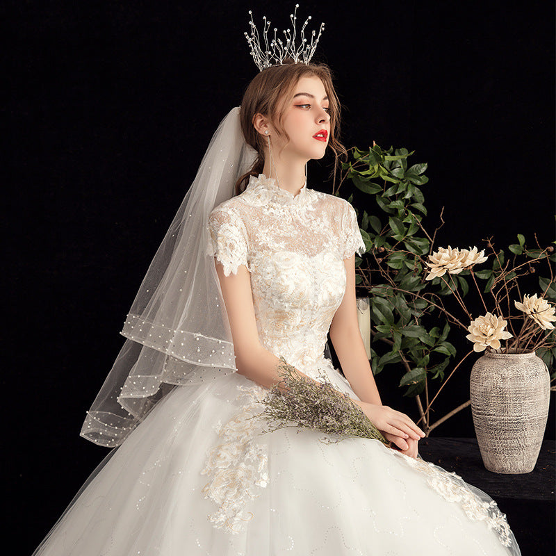 Mori Travel Photography Light Wedding Dress 2024 New Bride Temperament Small Size Floor-Length French Slimming Princess Wedding Dress