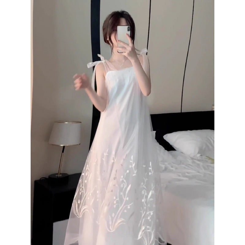 Streamer French Wedding Morning Gowns Female Bride High-End Sense Niche White Light Yarn Wedding Pajamas Morning Shot Dress