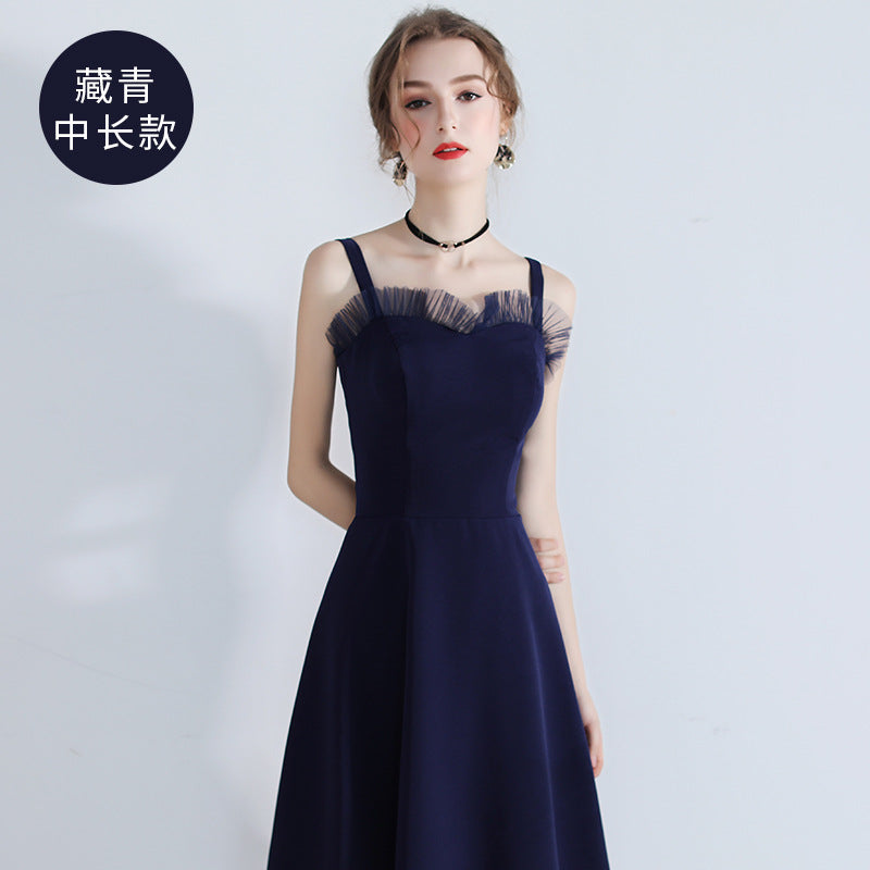 Black Evening Dinner Suit Women's 2024 New Spring Summer Slimming Short Dress Socialite Gathering Dress Banquet