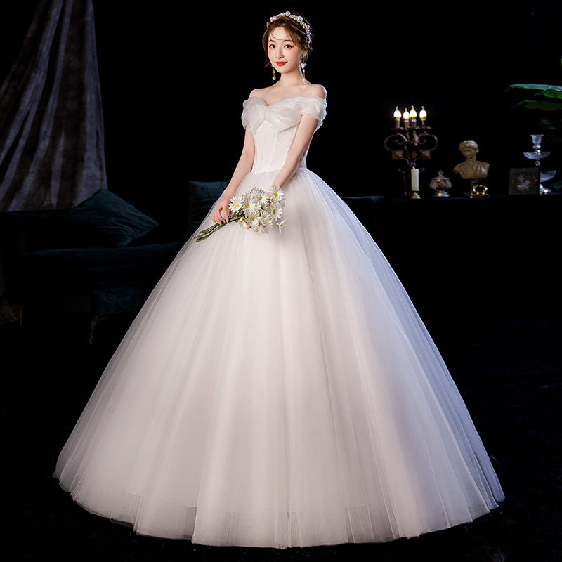 [Customized] Wedding off-Shoulder Strap Floor-Length Tube Top Wedding Pettiskirt Light New Wedding Dress Korean Manufacturer