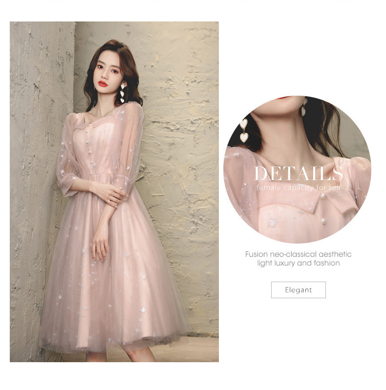 Banquet Evening Dress for Women 2023 New Slimming Long Sleeves Socialite Daily Style Dress Fairy Graceful Western Style Dress Dress