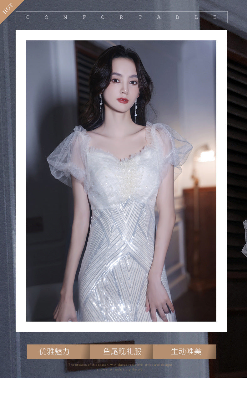 French Evening Dress Women's Banquet 2024 Fairy High-End Affordable Luxury Niche Dinner High-End High Sense Host Adult