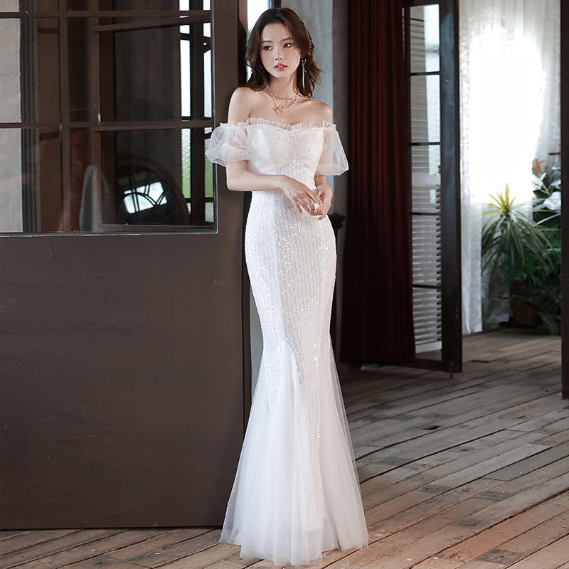 French Evening Dress Women's Banquet 2024 Fairy High-End Affordable Luxury Niche Dinner High-End High Sense Host Adult