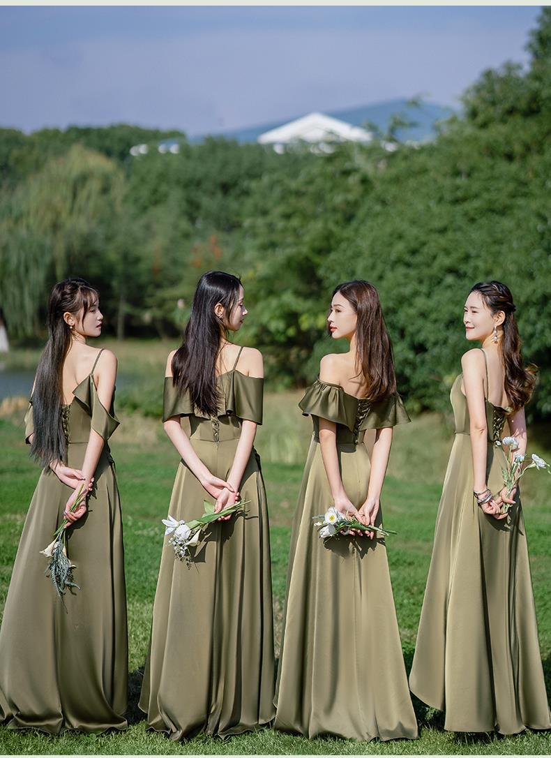 Bridesmaid Dress Girlfriends Group2023Summer New Satin Long Bridesmaid Dress for Sisters Graceful Mori Ladies Banquet