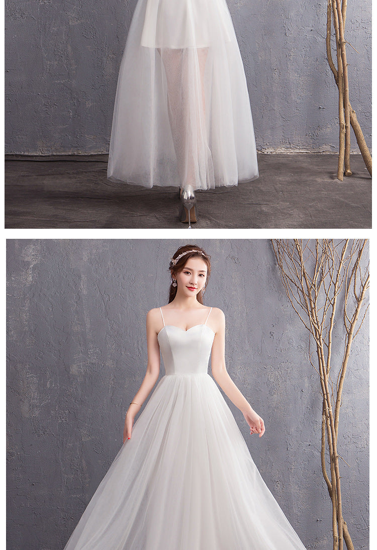Performance Evening Dress Spring New Wedding Dress Bridesmaid Dress Strap Long Travel Photo Couple Photo Light Wedding Dress