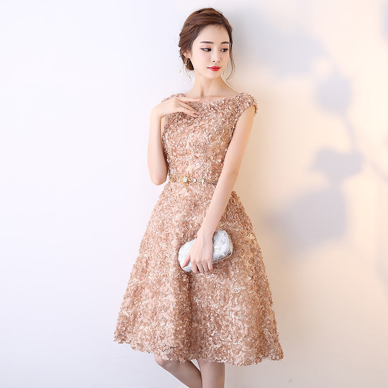 Evening Dress Women's Short 2024 New Banquet Elegant Host Dress Sweet Princess Party Dress