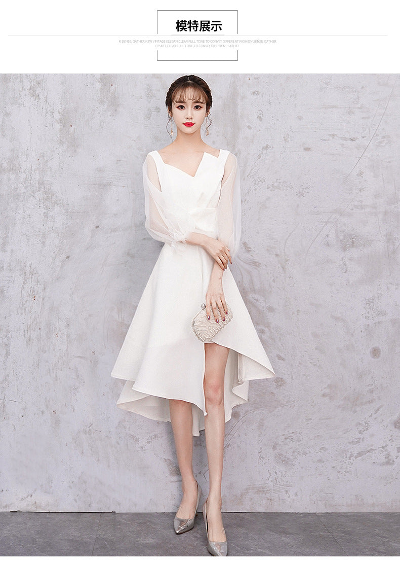 Banquet Evening Dress Female 2023 New Style White Fairy Student Dress Daily Style Temperament Dress Slimming