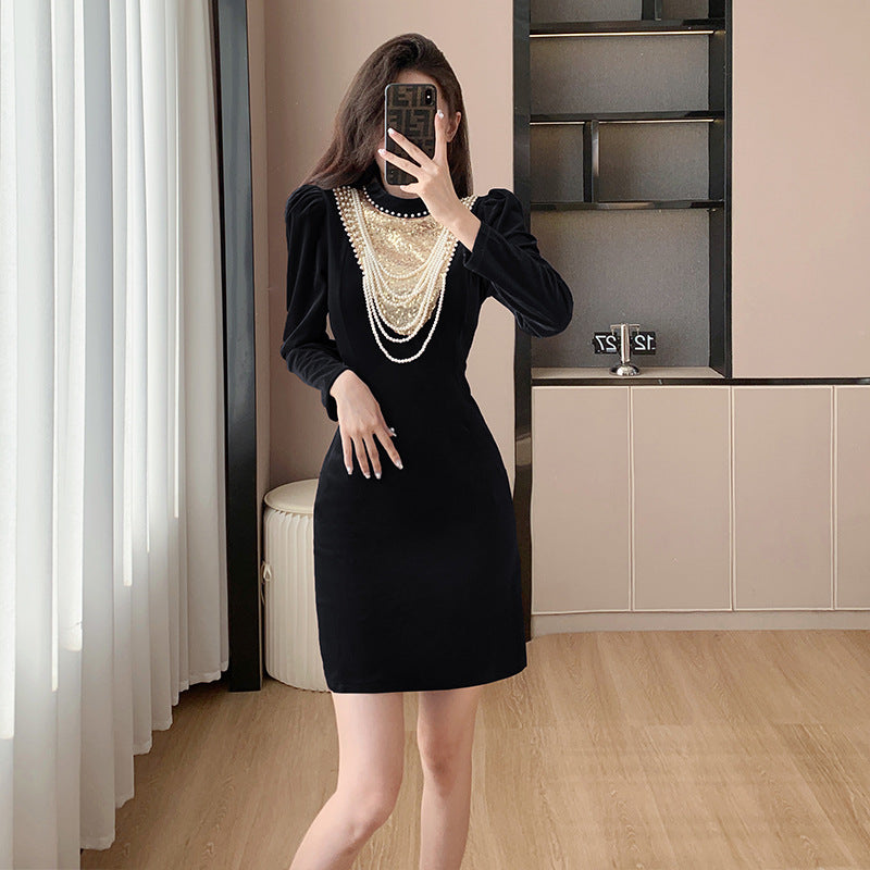 Toast Dress Bride 2023 Winter New Velvet Long Sleeves Engagement Evening Dress Women's High-Grade Host Dress