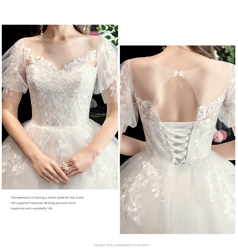 Wedding Dress 2024 New Korean Style Slim Fit Bridal Wedding Dress plus Size Lace Photo Studio Wedding Small H26