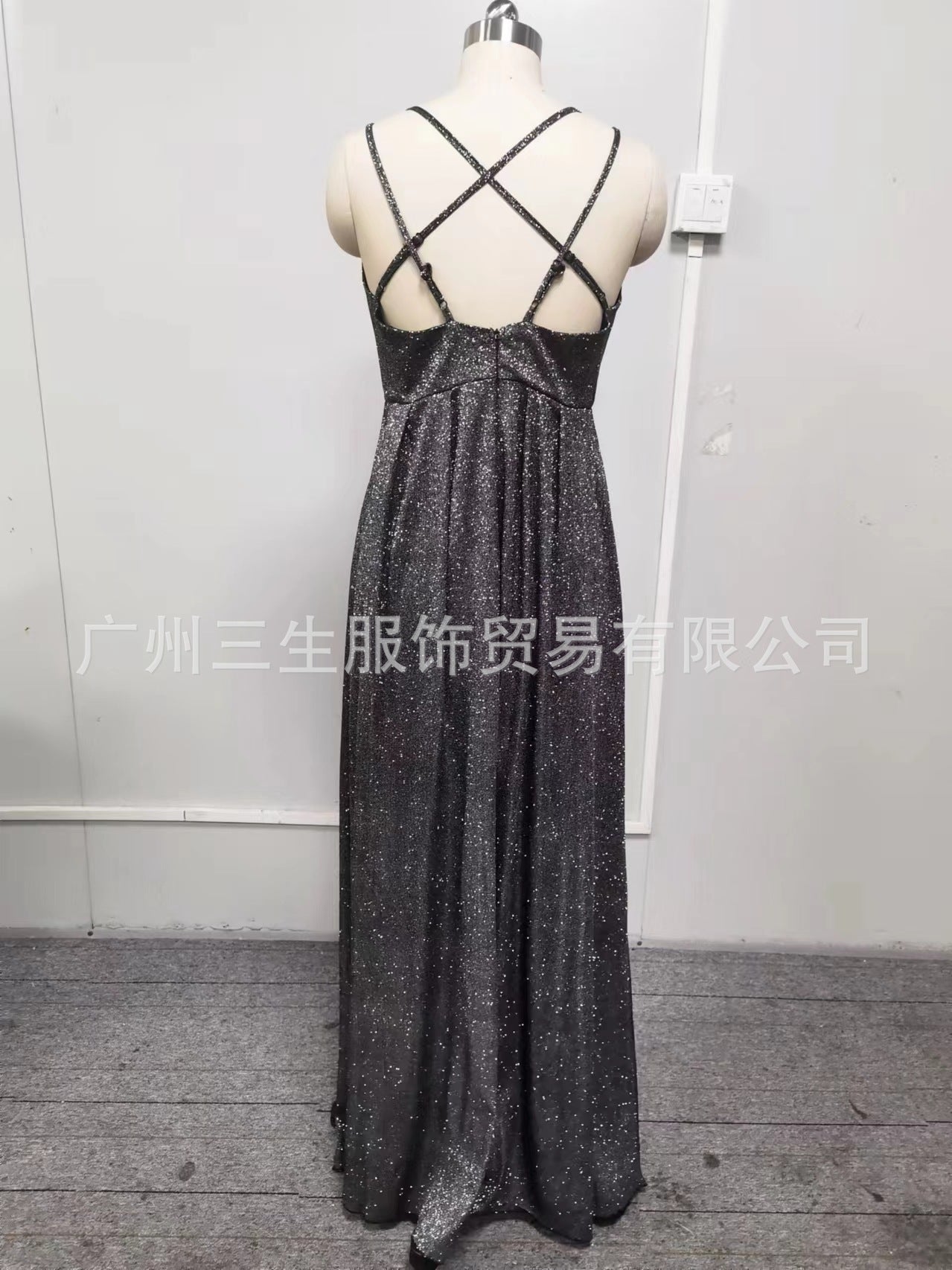 2024 European and American Foreign Trade Amazon AliExpress Wish New Tube Top Shiny Long Large Hem A- line Slimming Evening Dress