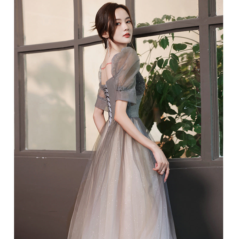 French Evening Dress for Women Light Luxury Minority High-End Banquet Elegant Art Exam High Sense Adult Formal Dress Dress Summer