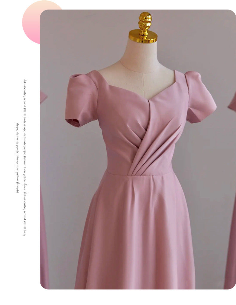 Bridesmaid Dress for Women 2024 New Summer Pink Small Wedding Daily Style Fairy Temperament Ladybros' Dress Women