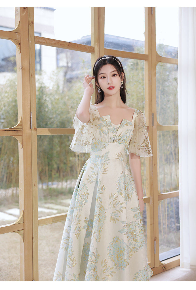 Daily Wearable French Suit 2024 New Summer Floral Bridesmaid Dress Dress Small Banquet Evening Dress