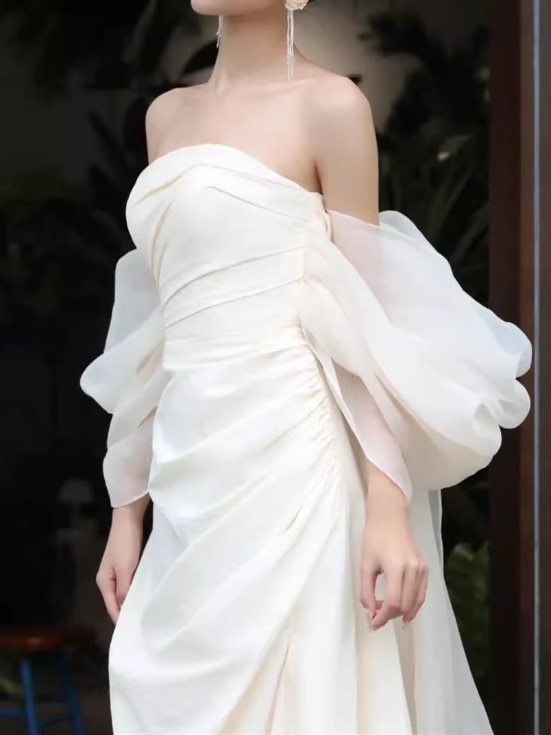 French Light Wedding Dress Bridal Outdoor Travel Shooting Dress Light Luxury Minority High-End Welcome Yarn Toast Dress