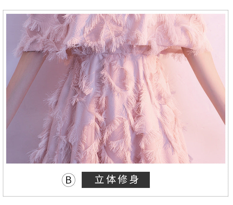 Halter Banquet Evening Dress Dress Women's 2024 Autumn New Elegant Long Slimming Solo Art Exam Pink Bridesmaid